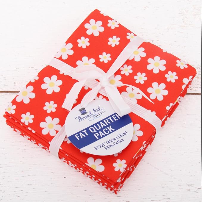 Threadart Exclusive 5 Fat Quarter Bundles - Red Confetti Brights Collection 100% Cotton Fabric - Premium 100% Cotton Quilting Fabric - No Duplicates - Full Size Fat Quarters 18"x21" - Red
