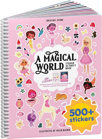 A Magical World 500+ Sticker Book for Girls by Cupkin Toddler Airplane Activity Coloring + Sticker Book, Road Trip Essentials, 12 Coloring Pages + Scenes for Ages 2–8 Years