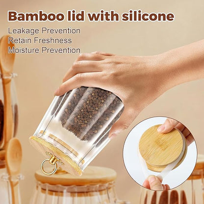 2 Pack Sugar Jar with Lid and Spoon,24oz Large Glass Spice Jars for Coffee Bar Decor Accessories Food Storage Containers Home Essentials
