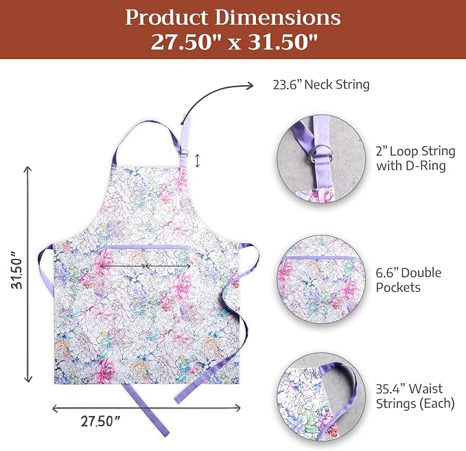 Maison d' Hermine 100% Cotton Apron for women with Pocket Kitchen Chef Apron for Men Cooking Spring Summer