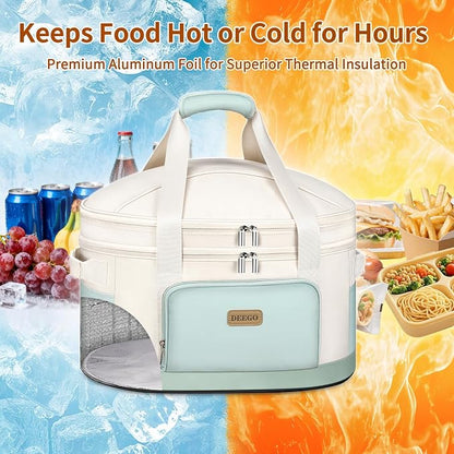 DEEGO Carrying Bag for Crock-Pot 6-8 Quart, 2-Layer Insulated Portable Slow Cooker Travel Bag with Support Pad, Lid Fasten Straps & Easy-Clean Liner, Ideal for Transport, Family Gatherings Potlucks