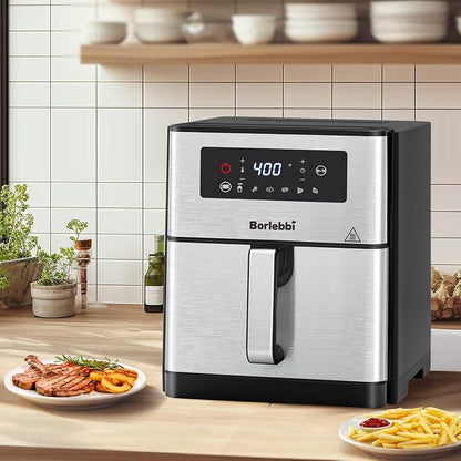 Air Fryer, 10 Quart Large Air Fryer for Families, 6 Cooking Functions AirFryer, 400°F Temp Controls in 5° Increments, Nonstick Dishwasher-Safe, 1700W, Black