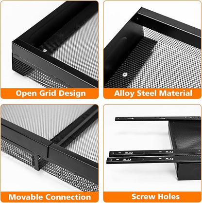 Hisencn Pull Out Cabinet Organizer, Expandable Width 13.9"-22", 21.8" Deep Heavy Duty Slide Out Drawer for Kitchen Cabinets, No Drill Roll Out Shelves with Adhesive Nano Film (Black)