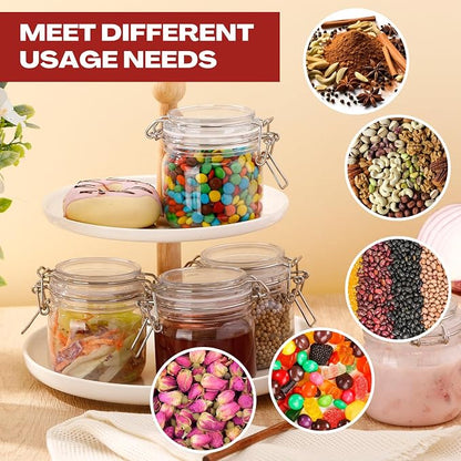 Suclain 8 Pcs 10 Oz/300ml Plastic Storage Jars with Airtight Hinged Lids Bulk, Clear Wide Mouth Food Storage Containers Empty Bottles Sealed Jars for Home Kitchen Candy Herbs Spices Coffee Nuts