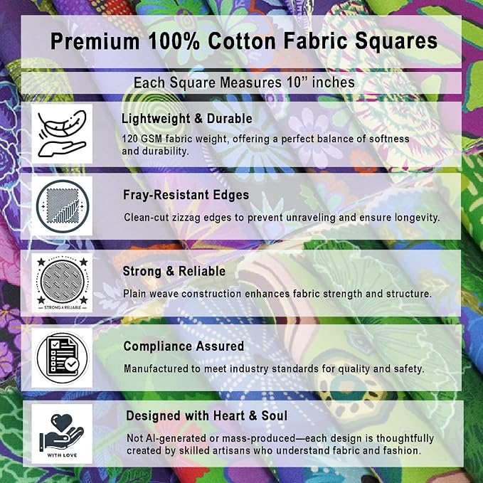 Soimoi 40 Pcs 10 x 10 inches Quilting Fabric Bundles Precut, DIY Cotton Fabric Squares, Printed Layer Cakes Patchwork Materials for Crafts Cloths Decor,Charm Squares for Quilts- Ocean Garden Bliss