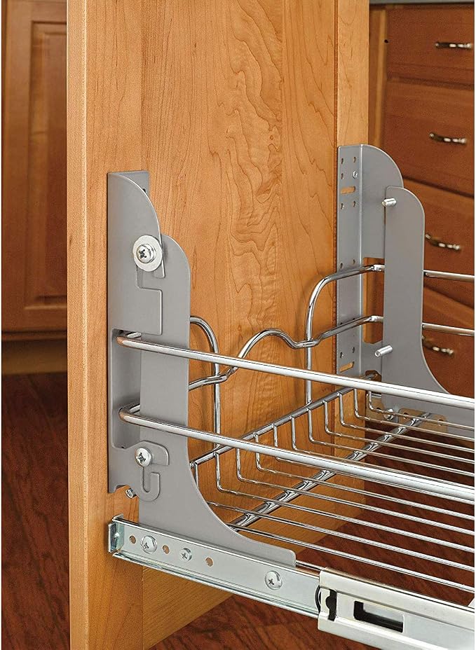 Rev-A-Shelf 5WB2-2122-CR 21 in. W x 22 in. D Base Cabinet Pull-Out 2-Tier Wire Basket, Chrome