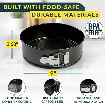 Cheesecake Pan 9 Inch Carbon Steel With Removable Bottom – Leakproof Design, Nonstick Coating Springform Pan – Durable Cake Mold With Secure Latch, Even Heat Cheese Cake Pans For Baking