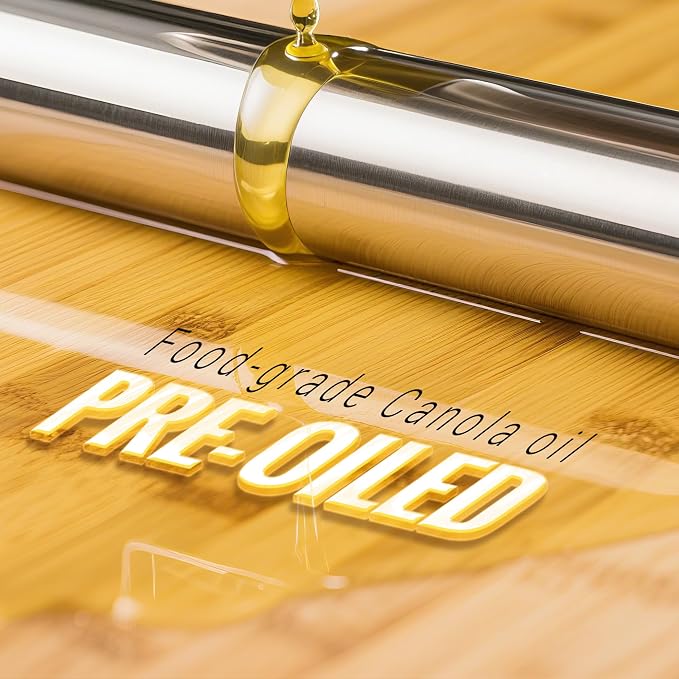 Bamboo Cutting Board for Kitchen - Wood Chopping & Charcuterie Board | Made with Moso Bamboo - Double Sided Pre Oiled (13.2" x 9.8" / 33.5 x 25 cm)