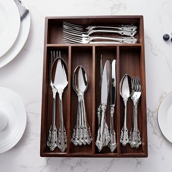 KEAWELL 2-Piece Gorgeous Large Serving Spoon, 18/10 Stainless Steel, Fine Large Serving Spoon, Sturdy Tablespoon, Dishwasher Safe, 9.4" (Silver)