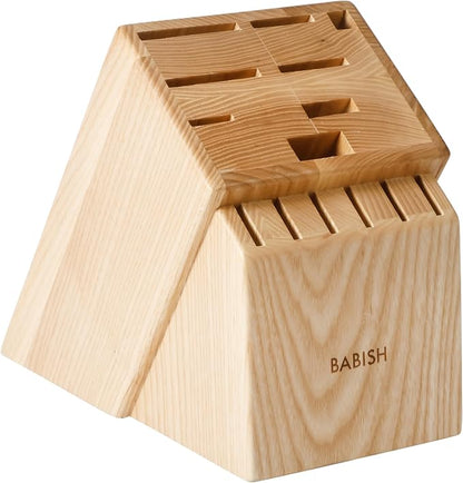 Babish High-Carbon 1.4116 German Steel 15 Piece Full Tang Forged Cutlery Kitchen Knife Block Set - Light Pakka Wood Handle