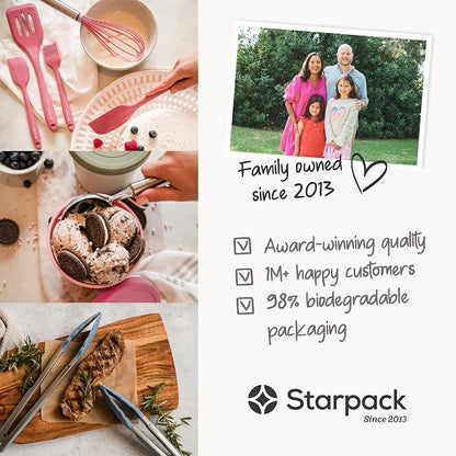 StarPack Silicone Spoonula The All-Rounder 11 Inch - LFGB Spoon Spatula, 600°F Heat Resistant, BPA-Free - One-Piece Seamless, Dishwasher Safe - for Nonstick Cookware, Light Blue