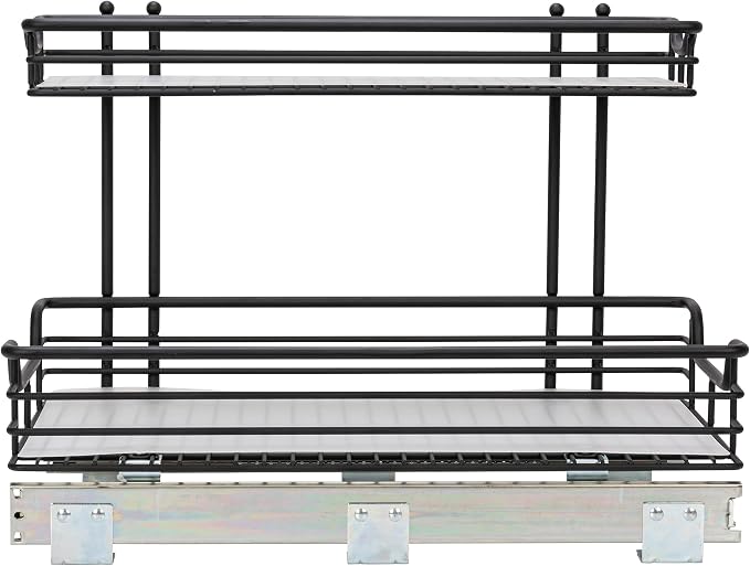 Household Essentials Matte Black Powder-Coated Steel Undersink Pull-Out Organizer with Plastic Accents