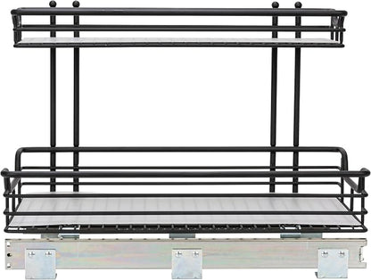 Household Essentials Matte Black Powder-Coated Steel Undersink Pull-Out Organizer with Plastic Accents