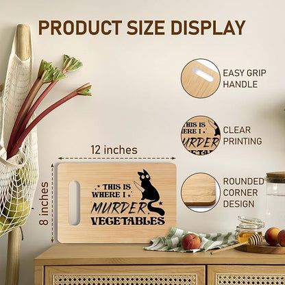 Funny Bamboo Cutting Board Gift, This Is Where I Murder Vegetables, Funny Cutting Board Home Kitchen Decor, Halloween Gifts For Friends Sisters Coworkers Neighbors -12