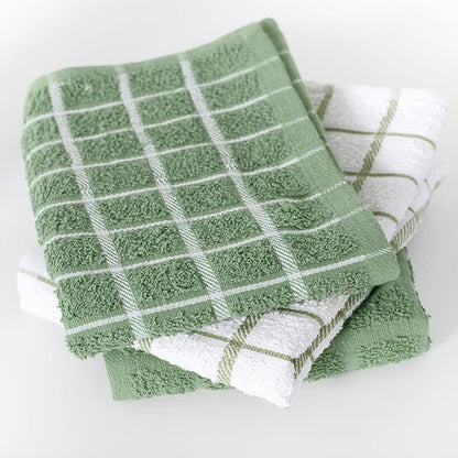 Ritz Premium 100% Cotton Terry Check Kitchen Dish Towels - Highly Absorbent, Super Soft, Long-Lasting, 25"x15", 3-Pack, Juniper