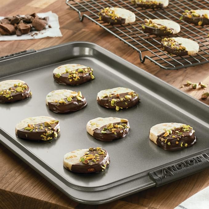 Anolon Advanced Nonstick Bakeware/Baking Sheet and Cooling Rack Set, 2 Piece, Gray