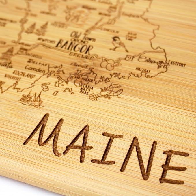 Totally Bamboo A Slice of Life Maine State Serving and Cutting Board, 11" x 8.75"