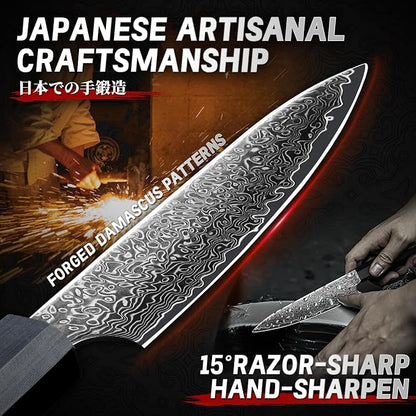 TIVOLI Damascus Kitchen Utility Knife - 67-Layer Forged Blade, VG10 Razor-Sharp Edge, Carbon Fiber Handle, Perfect for Peeling, Slicing & Trimming - Precision Balance & Gift Box Included