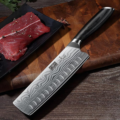 HOSHANHO 7 Inch Nakiri Knife, Japanese High Carbon Powder Steel Vegetable Cleaver Knife for Chopping, Razor Sharp Multipurpose Asian Chef Knife with Ergonomic Handle