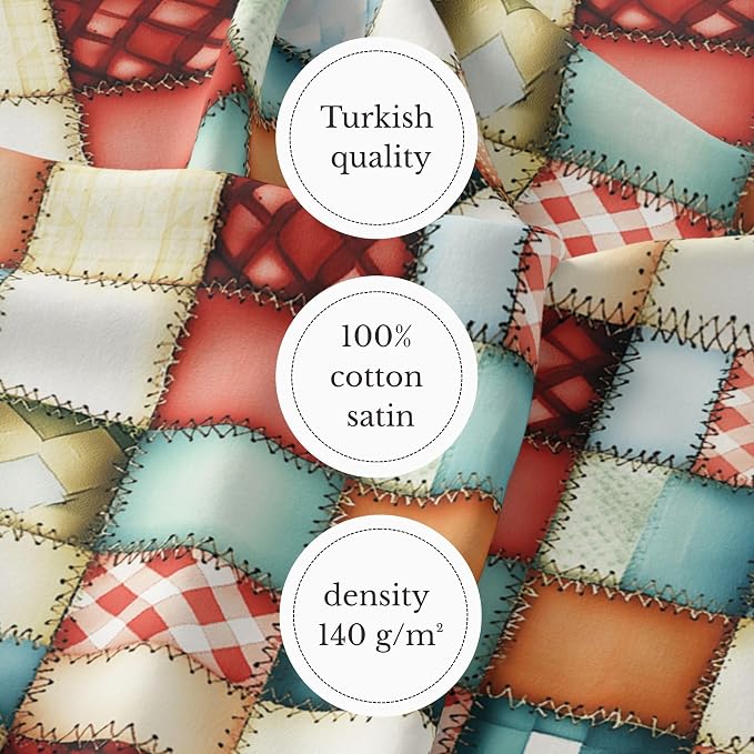 100% Cotton Fabric by the Yard – Turkish Quality Quilting & Sewing Fabric, 1 Yard x 1.69 Yards Wide, Patchwork Cotton for Crafts