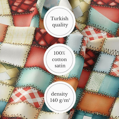 100% Cotton Fabric by the Yard – Turkish Quality Quilting & Sewing Fabric, 1 Yard x 1.69 Yards Wide, Patchwork Cotton for Crafts
