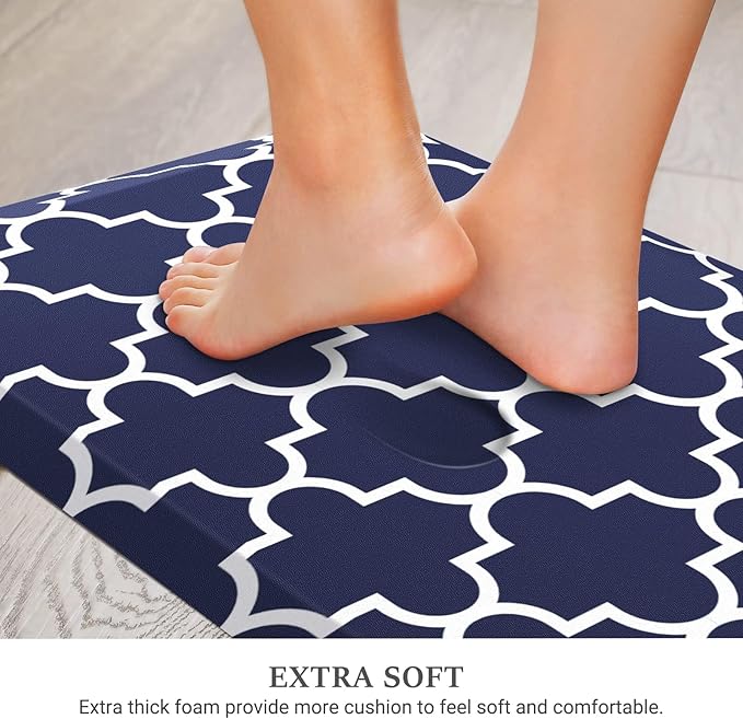 WISELIFE Anti Fatigue Floor Mat - 4/5 Inch Thick Kitchen Mat Non Slip Waterproof Heavy Duty Ergonomic Comfort Mat Durable for Home, Office, Sink, Laundry,(20" x 32", Blue)