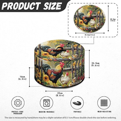 Farm Chickens Rooster Slow Cooker Dust Cover Crock for Pot Covers Fits 6-8 qt Oval Slow Cooker Small Appliance Protection Cover with Pocket Kitchen Accessories Decor