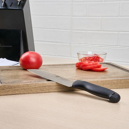 Restaurantware Sensei Back of the Haus - 7-inch Santoku Knife - Professional Chef's Kitchen Knife - Durable German Steel - Stain Resistant - With HACCP Coding For Food and Allergen Safety