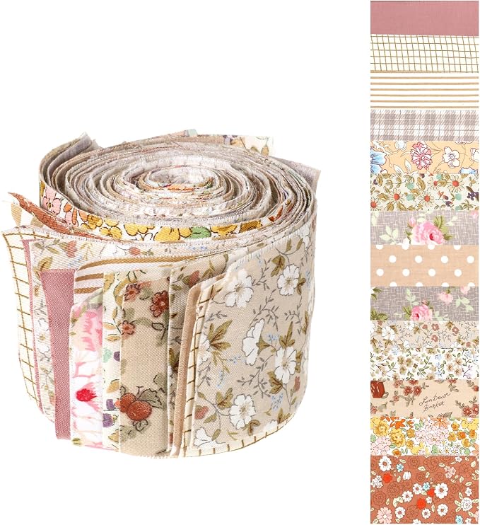 42Pcs Jelly Roll Fabric Strips Soft Cotton Quilting Fabric 2.5 x 20 Inch Pre-Cut Cotton Strips Bundles for Quilting Crafting and Sewing