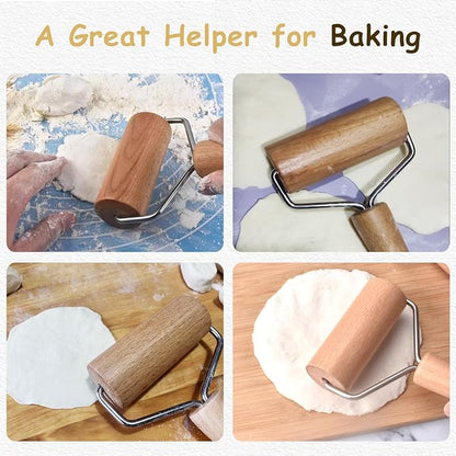 Small Rolling Pin, Wooden Rolling Pins For Baking, Pizza Roller, Non-Stick Dough Roller for Home Kitchen Baking Cooking Dumpling/Pasta Maker, 1PCS (T Type)