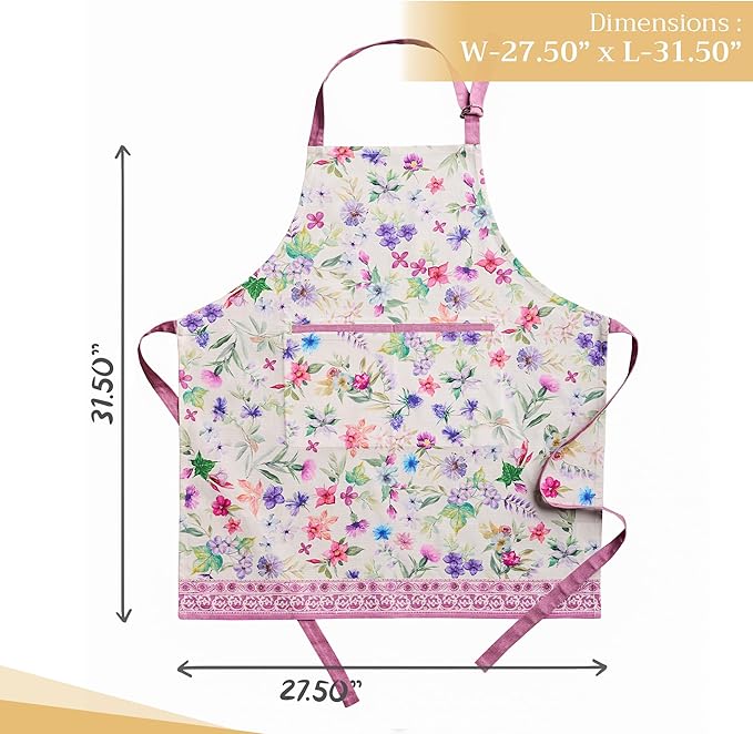 Maison d' Hermine 100% Cotton Apron for women with Pocket Kitchen Chef Apron for Men Cooking Spring Summer