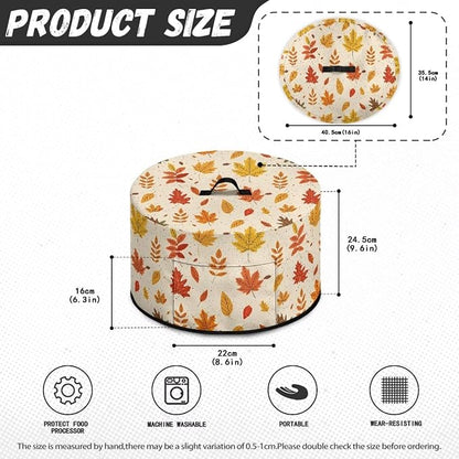 Autumn Leaves Slow Cooker Dust Cover Compatible with 6-8 qt Crock for Pot Small Kitchen Appliance Decor Dust Cover with A Top Handle and Pocket
