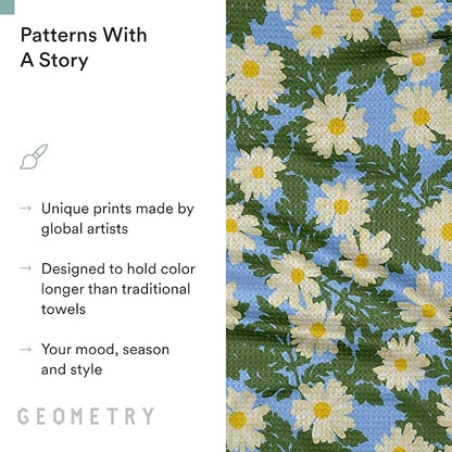 GEOMETRY Spring Kitchen Towels - Quick Dry Microfiber Cloth Spring & Summer Dish Towels for Kitchen Drying - Premium Quick Dry Towel - Daisy Delight, 18" x 30" - 1-Pack