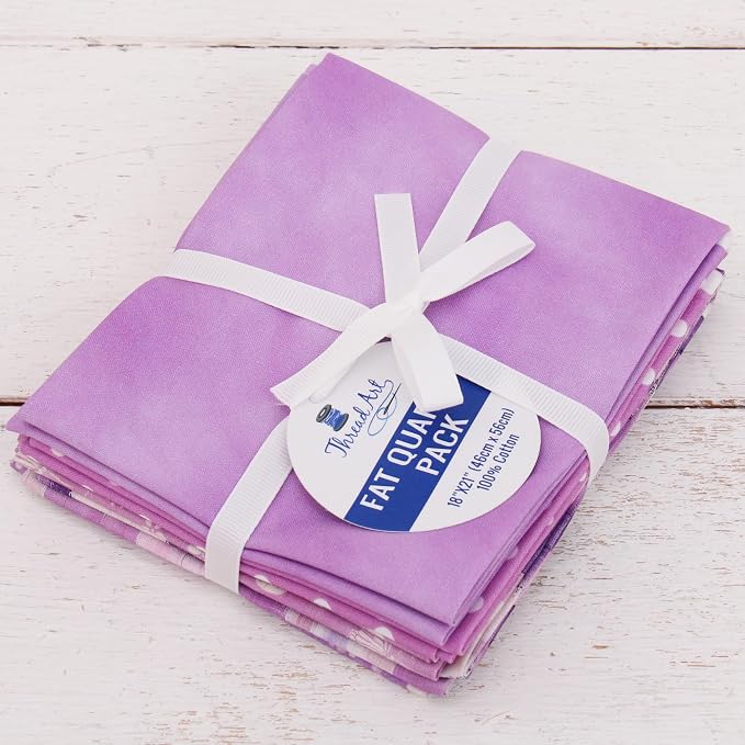 Threadart Exclusive 5 Fat Quarter Bundles - Purple Vintage Prints 100% Cotton Fabric - Premium 100% Cotton Quilting Fabric - No Duplicates - Full Size Fat Quarters 18"x21" - Purple