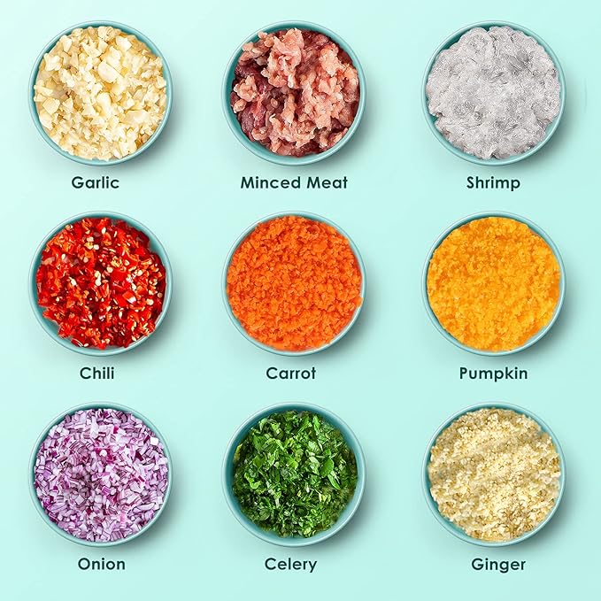Rechargeable Portable and Cordless Mini Food Processor 300ML with Stainless Steel Blade, Electric Garlic Chopper Vegetable Chopper Blender for Nuts Chili Onion Minced Meat and Spices BPA-Free(Green)
