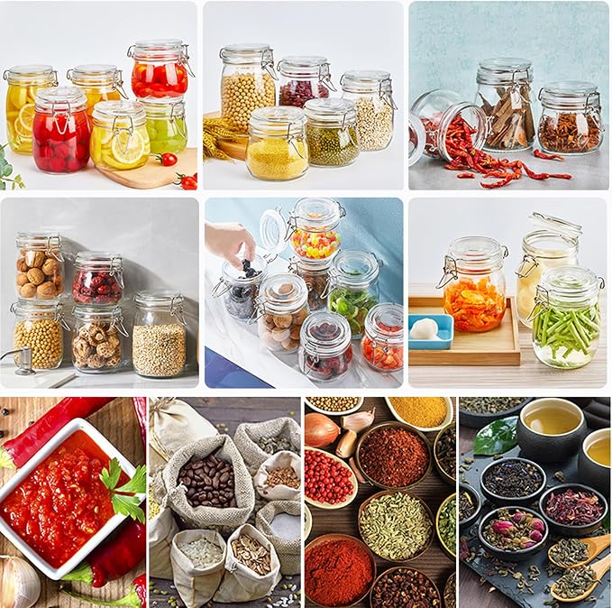 Glass Jars With Airtight Lid 32 Oz (Set Of 3) Wide Mouth Mason Glass Sealed Storage Canisters Leakproof For Coffee Sugar Nuts Spice Refrigerator Pickles & Preserves Tea For Fridge Kitchen Pantry