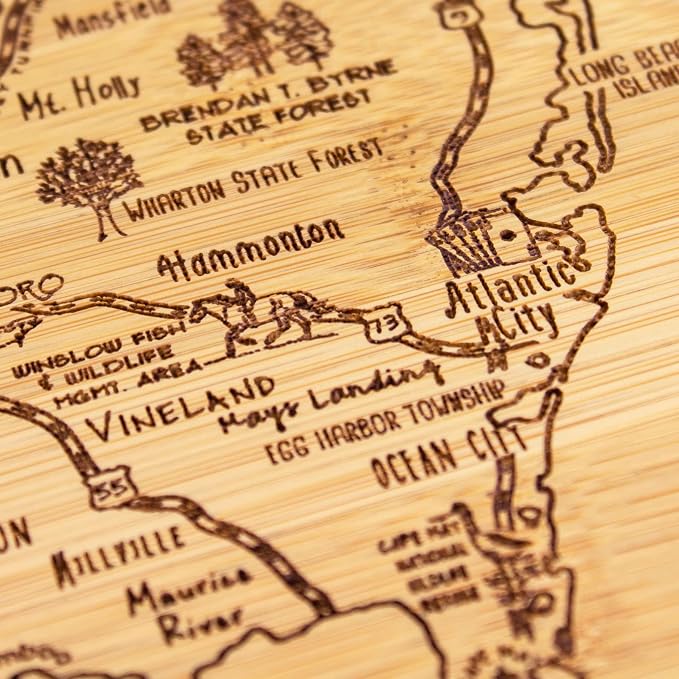 Totally Bamboo A Slice of Life New Jersey State Serving and Cutting Board, 11" x 8.75"