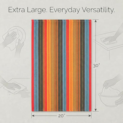 Urban Villa Kitchen Towels 100% Cotton Dish Towels for Kitchen (Set of 6) 20"x30" Highly Absorbent Kitchen Linen Set with Hanging Loop Dish Cloths Perfect for Drying Dishes Cleaning Towels - Red Multi