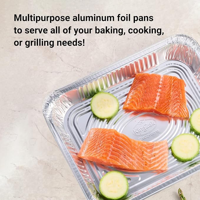 Nicole Home Collection Aluminum Pans With Lids Half Size 9x13 Extra Heavy Duty, Disposable Foil Pans For Baking (25 Sets)