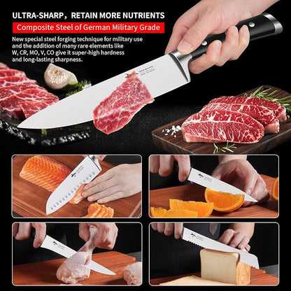 MAD SHARK Kitchen Knife Set 5 Piece,Chef Knife Set with Ergonomic Handle, Professional Ultra Sharp Kitchen Knives for High Carbon Stainless Steel Knives Set, Cooking Knives Sets with Gift Box