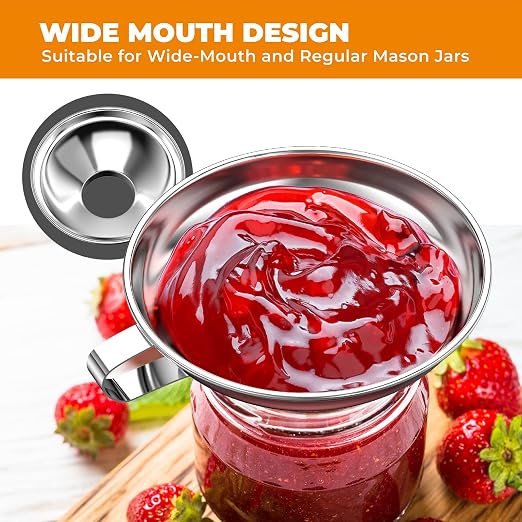 Pisol Canning Funnel for Kitchen Use, Wide Mouth Food Grade Stainless Steel Funnel for Wide and Regular Mouth Mason Jar, Deal for Filling Bottle, Liquid and Solid
