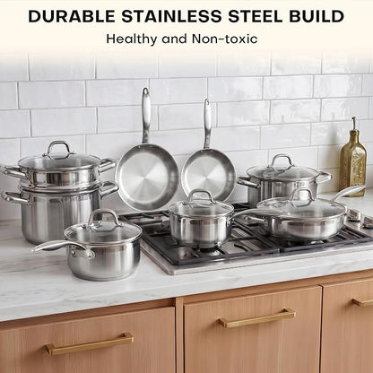 Duxtop Professional Stainless Steel Induction Cookware Set, 19PC Kitchen Pots and Pans Set, Heavy Bottom with Impact-bonded Technology
