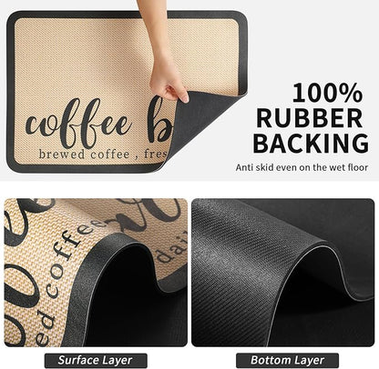 HotLive Coffee Mat - Absorbent Hide Stain Rubber Backed Dish Drying Mat for Kitchen Counter - Bar Mats for Countertops Accessories Fit Under Coffee Maker Espresso Machine