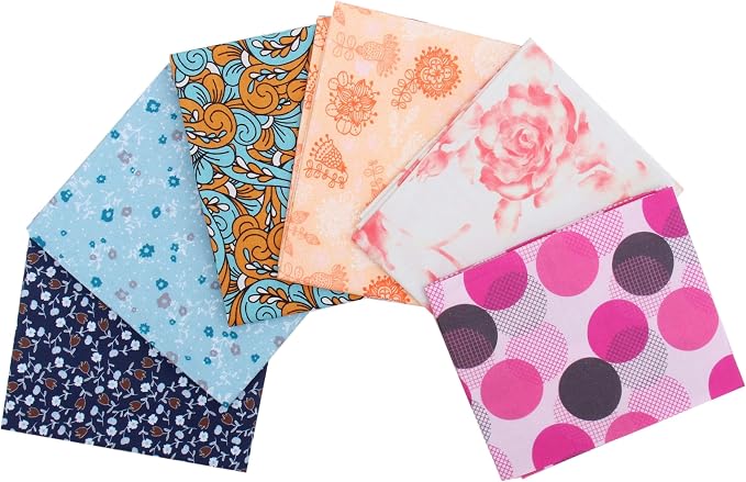 Threadart 6 Fat Quarter Bundles - Variety Prints 100% Cotton Fabric - Premium 100% Cotton Quilting Fabric - No Duplicates - Full Size Fat Quarters 18"x21"