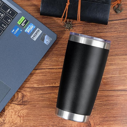 20oz Stainless Steel Tumbler with Lid, Travel Mug - Double Wall Vacuum Powder Coated Cup - Stainless steel, 1 Pack