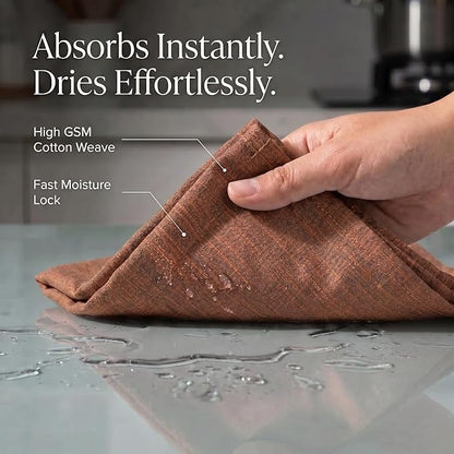 Urban Villa Kitchen Towels 100% Cotton Dish Towels for Kitchen(Set of 8)20”x30” Dish Cloths Absorbent Kitchen Linen Set with Hanging Loop Perfect for Drying Dishes Cleaning Hand Towels – Orange/Black