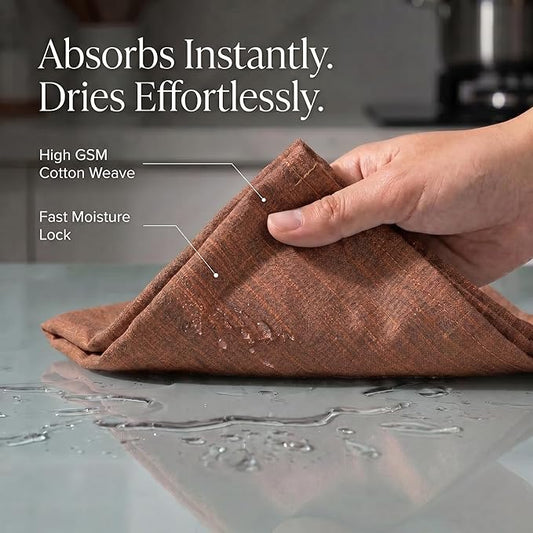 Urban Villa Kitchen Towels 100% Cotton Dish Towels for Kitchen(Set of 8)20”x30” Dish Cloths Absorbent Kitchen Linen Set with Hanging Loop Perfect for Drying Dishes Cleaning Hand Towels – Orange/Black