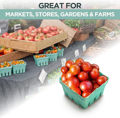 FMP Brands 44 Pack Pint Green Molded Pulp Fiber Berry Basket Produce Vented Container for Fruit and Vegetable, Farmer Market, Grocery Stores and Backyard Party
