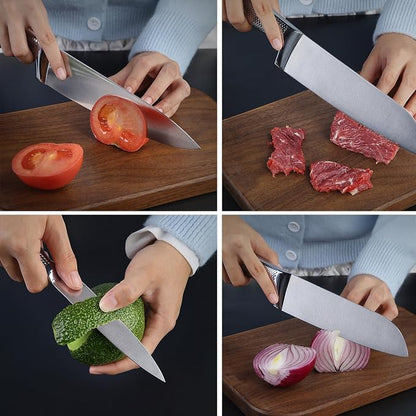 3-Piece Chef Knives Set, Razor Sharp Kitchen Knives with Ergonomic Non-Slip Handle & Sturdy Blade, 8” Chef, 7" Santoku, 5" Utility Knife, for Home Cooks & Professional Chefs