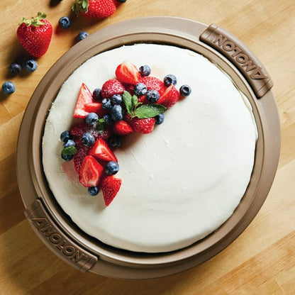 Anolon Advanced Nonstick Bakeware Round Layer Cake Pan Set with Silicone Grips, 2 Piece, Bronze